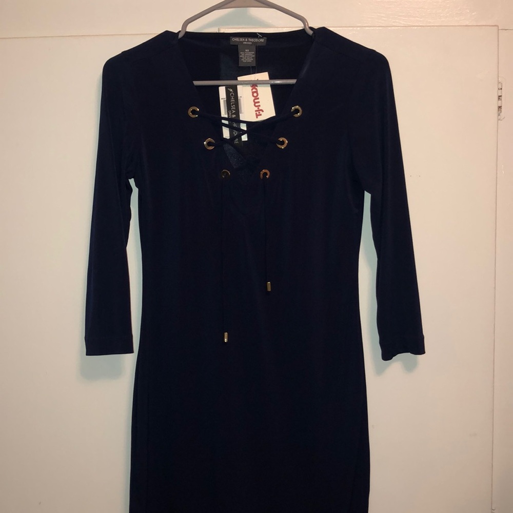 Navy Blue 3/4 Sleeve Dress
